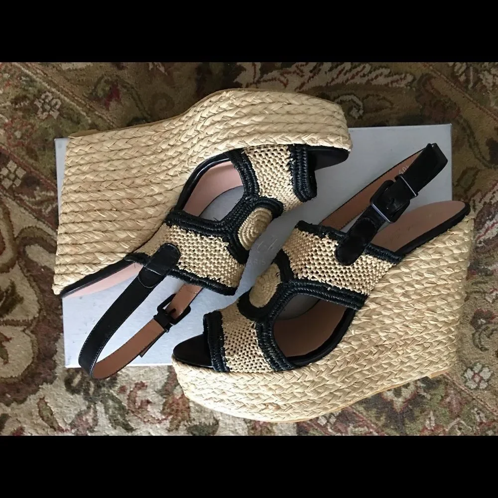 Robert Clergerie Drastic Natural Black Wedge 10 NW - Picture 6 of 8